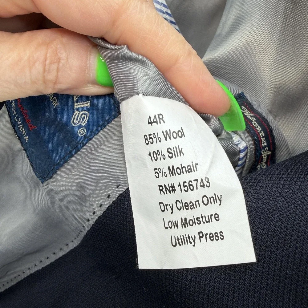 Bills Khakis Blazer Mens 44R Blue Wool Silk Mohair Sport Coat USA Jacket Preppy